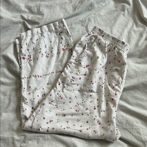 Vintage ditsy floral linen blend cottagecore high rise capri pants size medium
